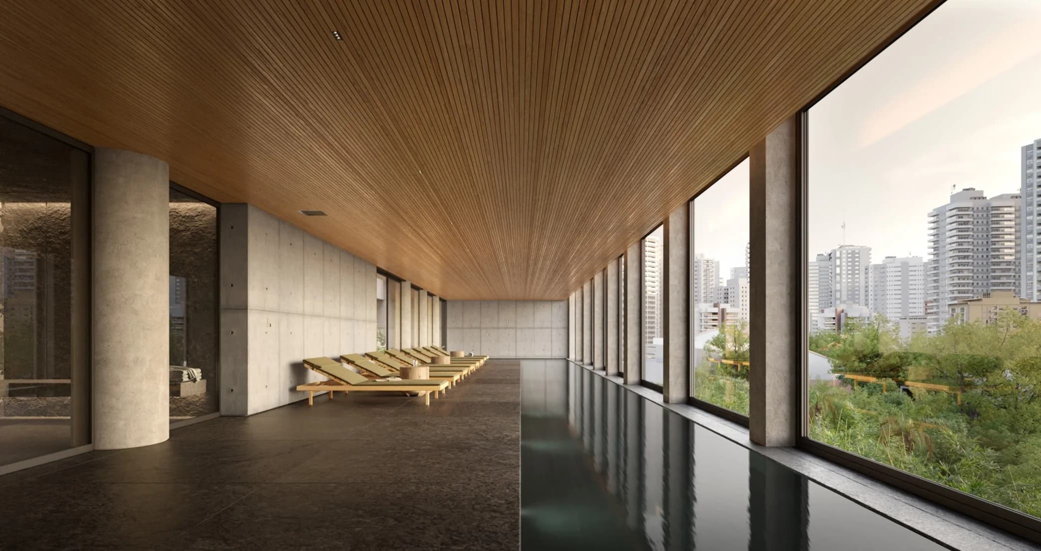 Piscina coberta com raia