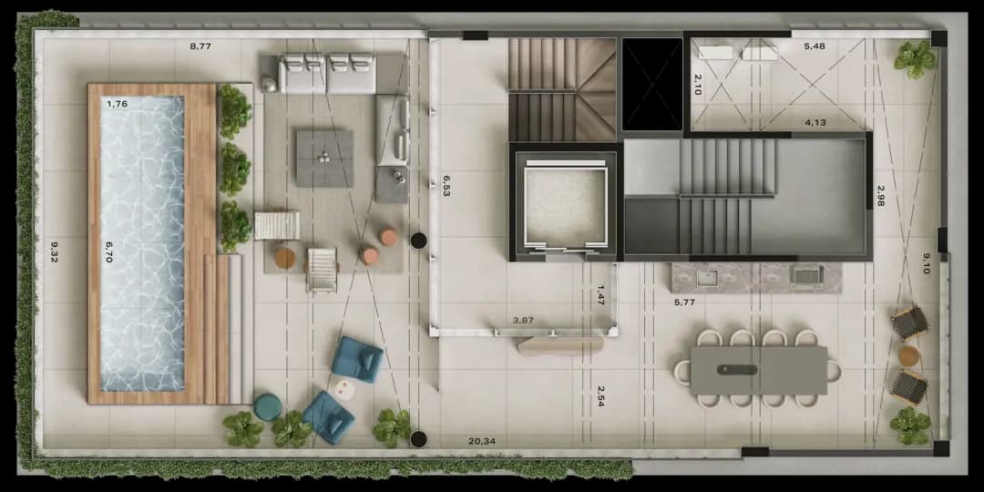 Planta — Cobertura triplex — intermediário