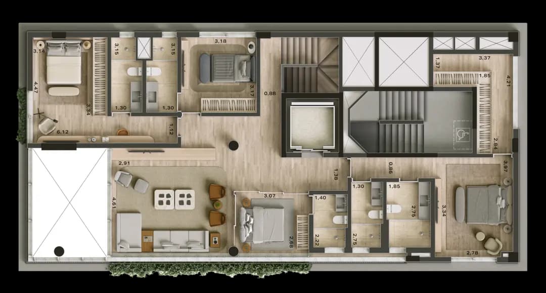 Planta — Cobertura triplex — superior