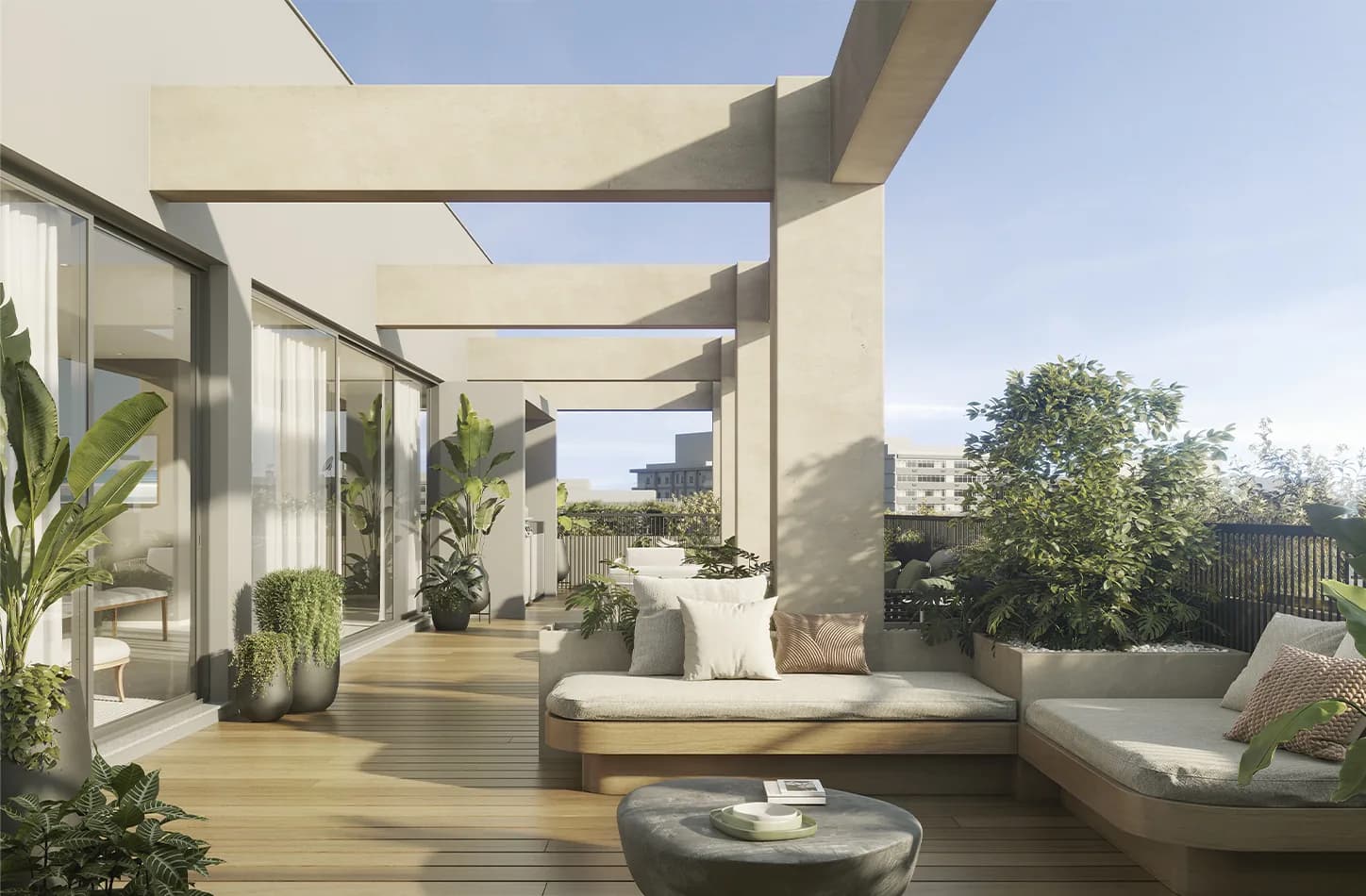 Perspectiva artística do terraço gourmet da cobertura duplex