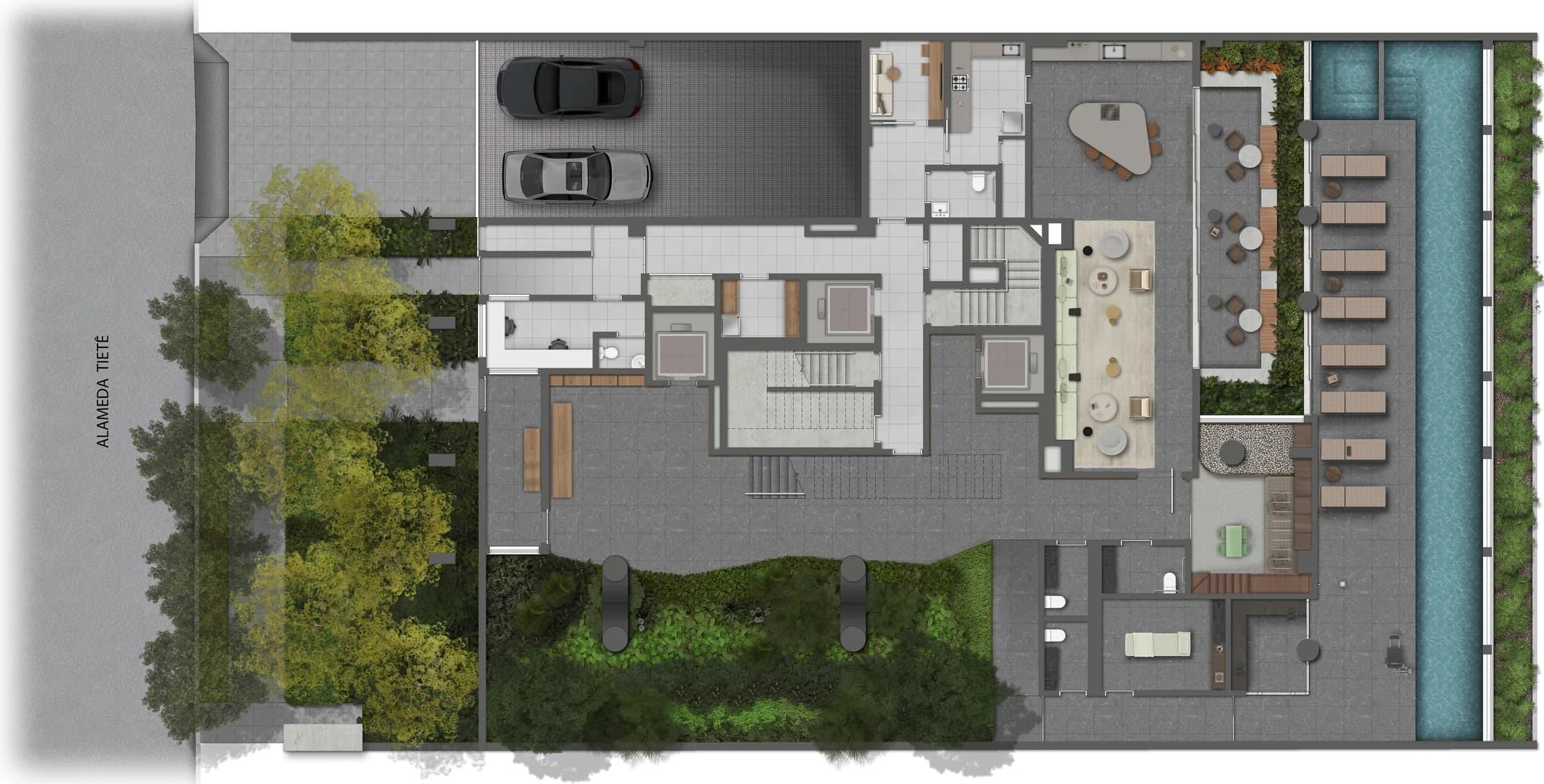Implantação do térreo do Edifício Jardim
